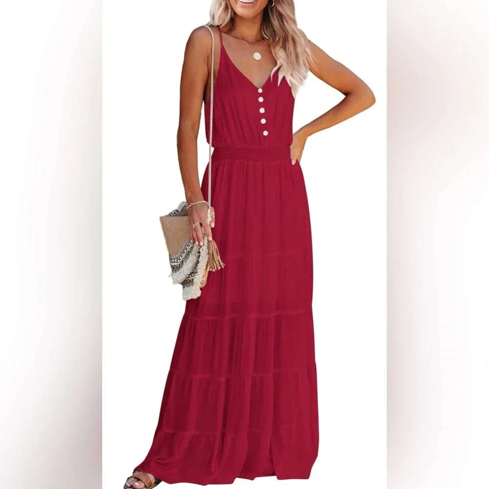 PrettyGarden Elegant Red Maxi Dress msrp$46 - Picture 1 of 5